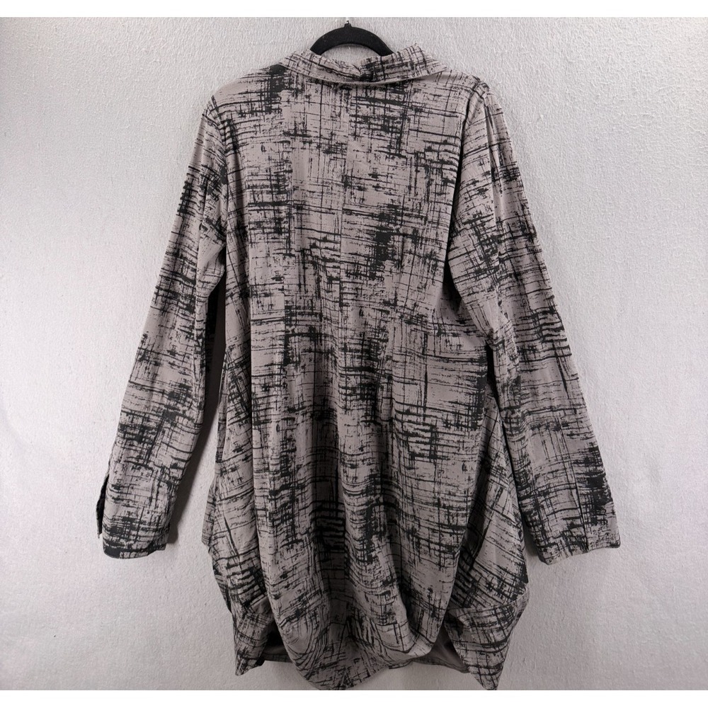 Comfy USA Shirt Women L Tunic Top Black Gray Art To Wear Lagenlook Abstract - Picture 3 of 12